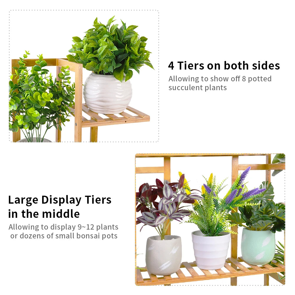 Nine-Tier Bamboo Plant Stand
