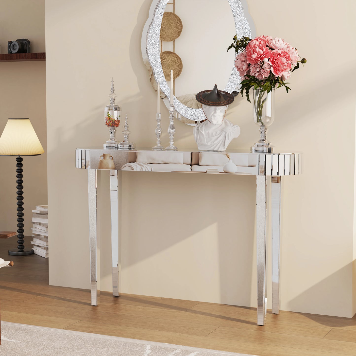 Silver Mirrored Console Table