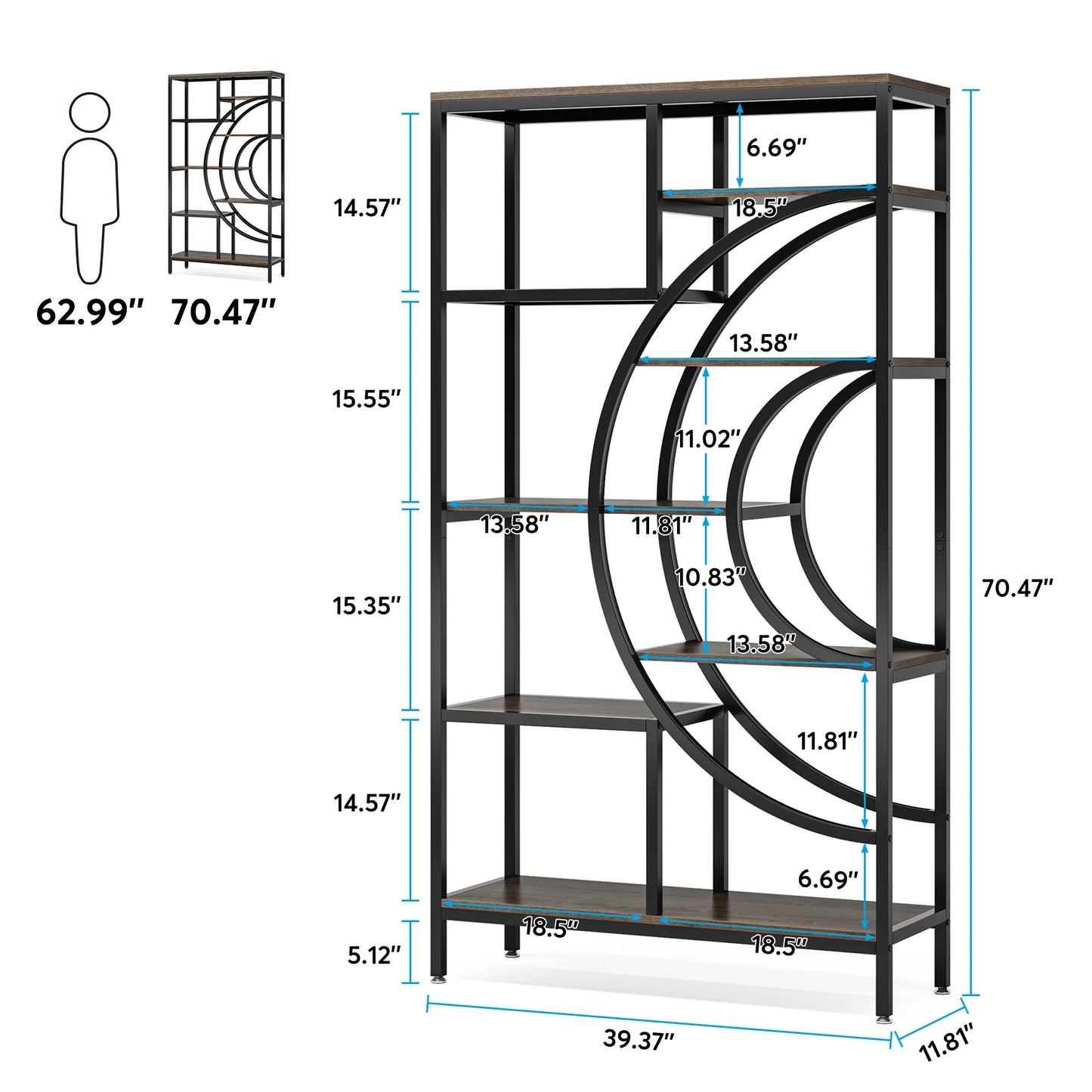 Half‑Moon Etagere Bookcase