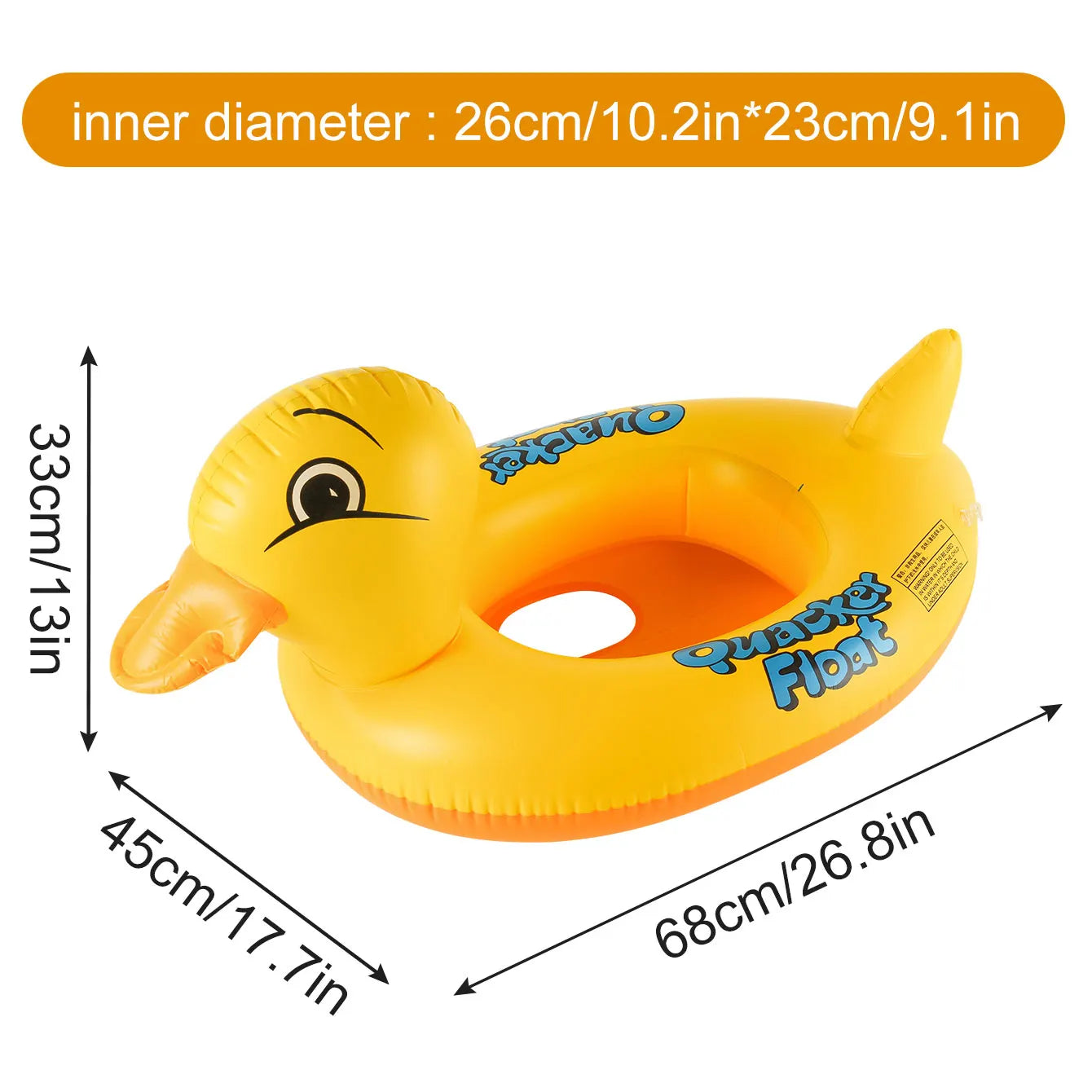 Duck-shaped Thickened Inflatable Underarm Float with Seat Ring