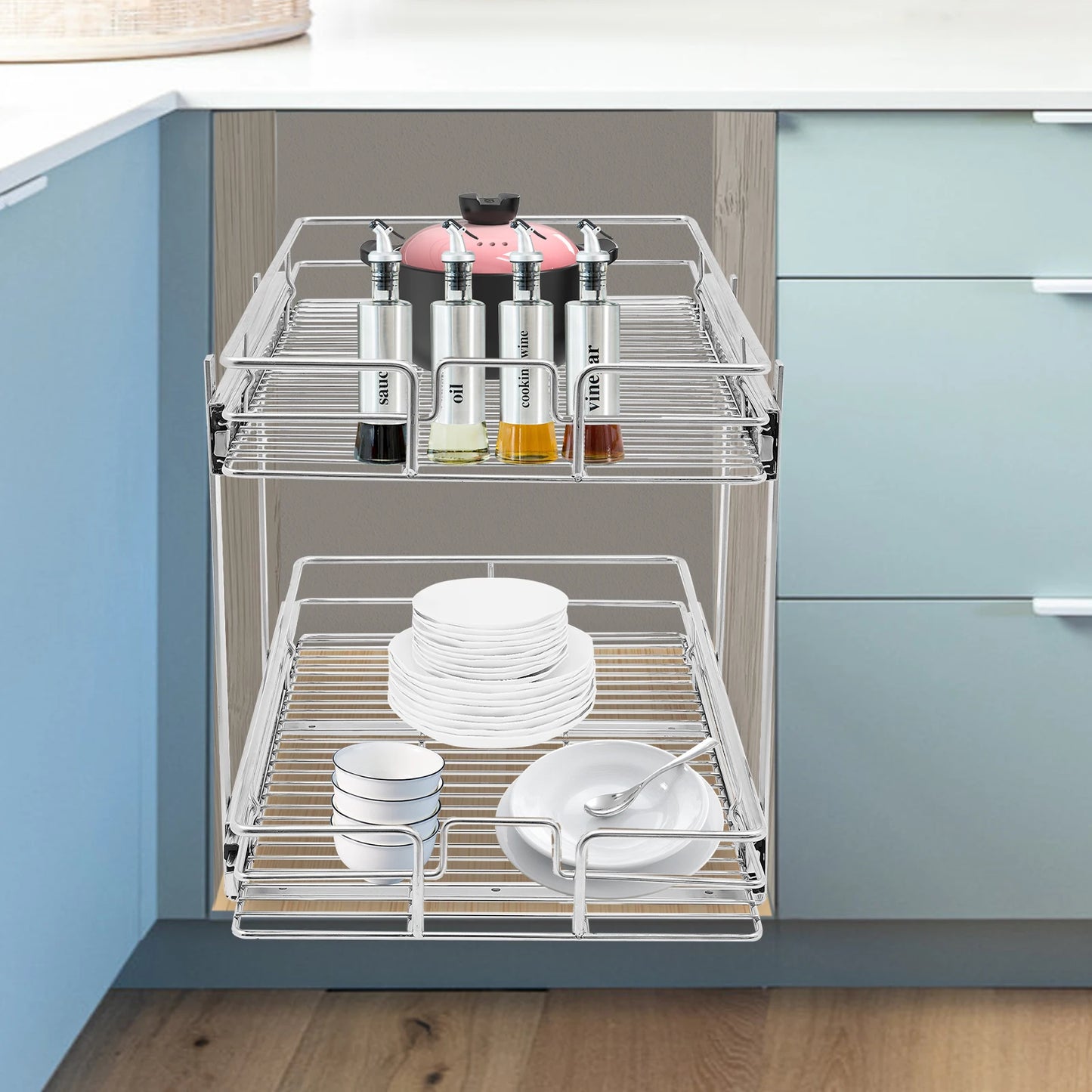 2‑Tier Pull Out Cabinet Organizer
