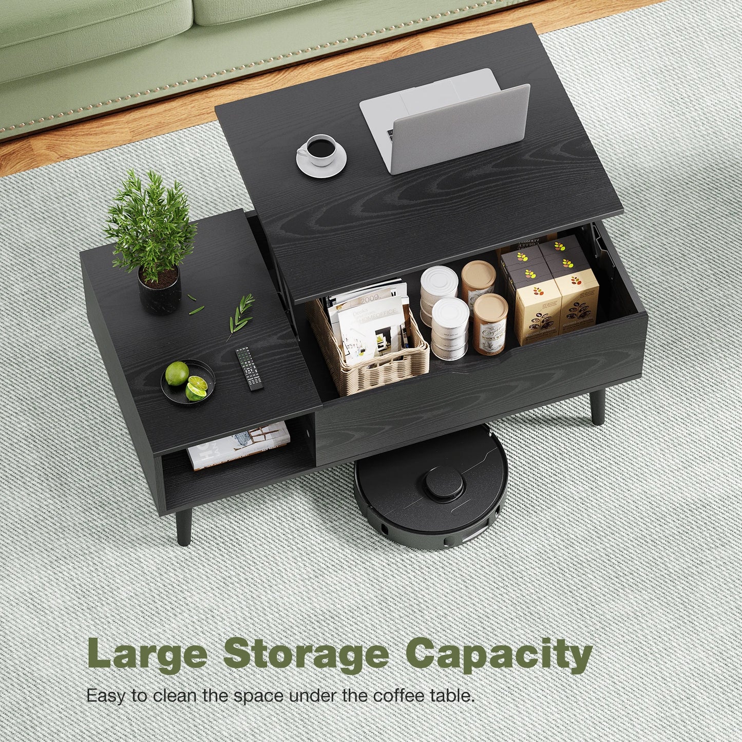 Lift Top Coffee Table with Adjustable Storage Shelf
