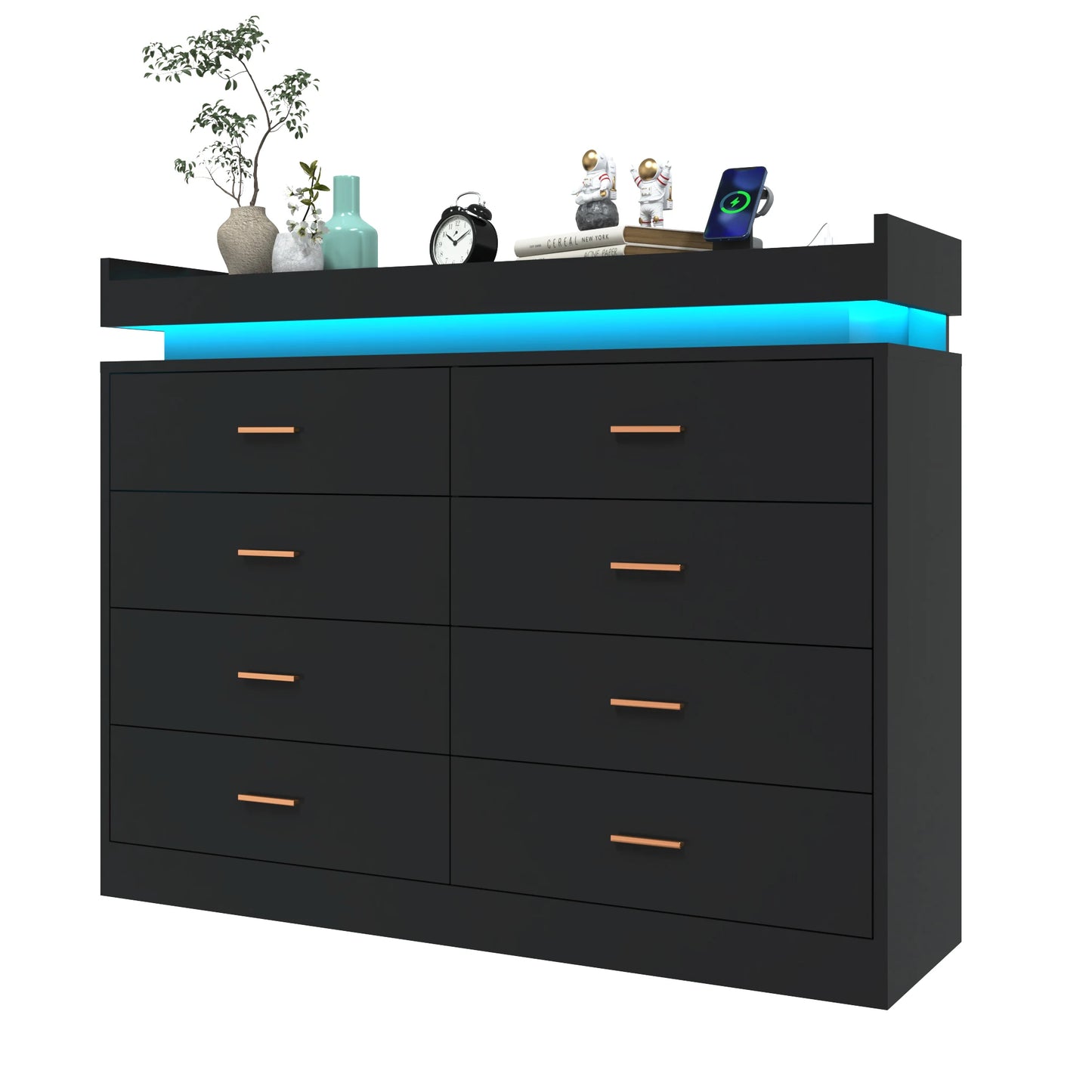 8-drawer chest with LED lighting
