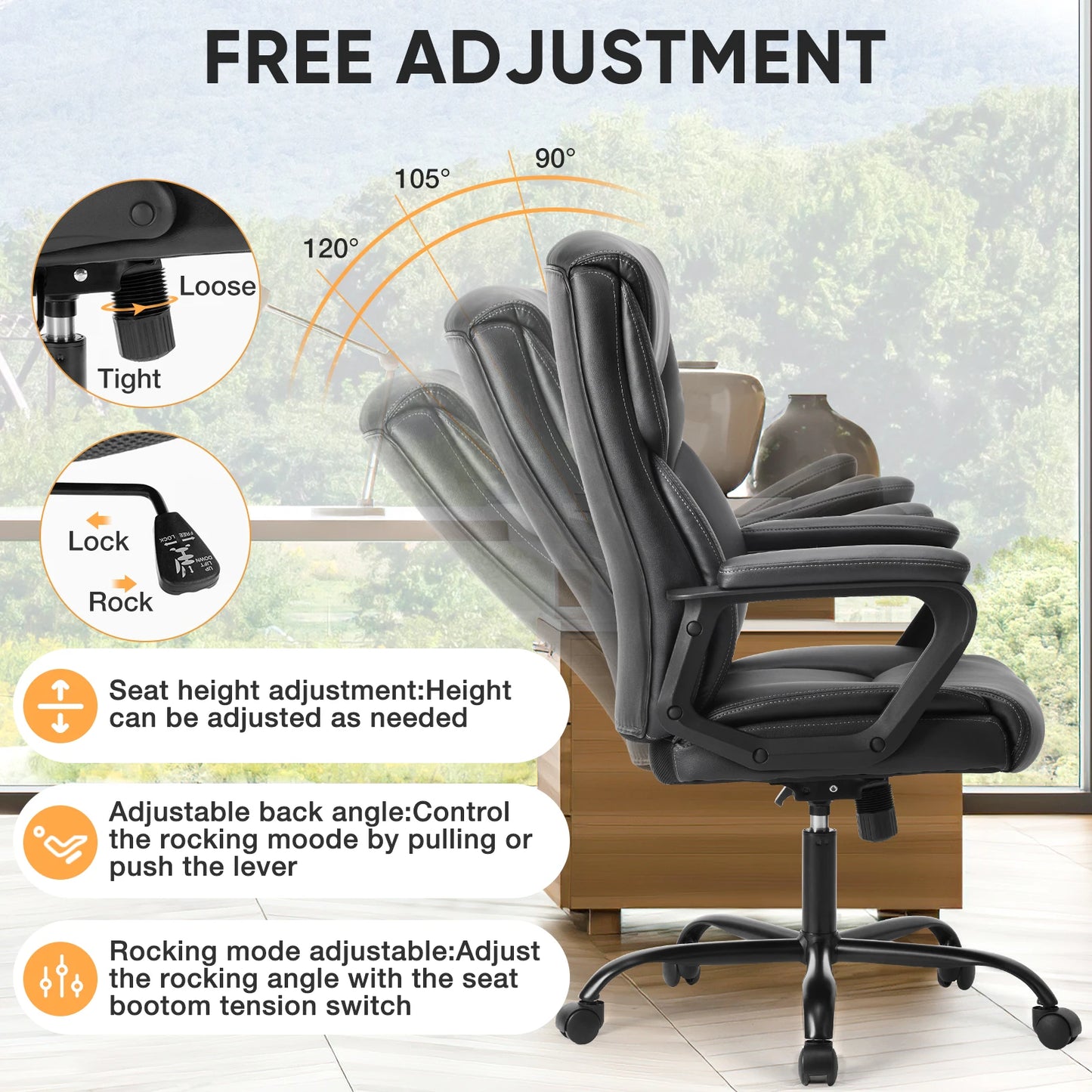 Ergonomic PU Leather Chair