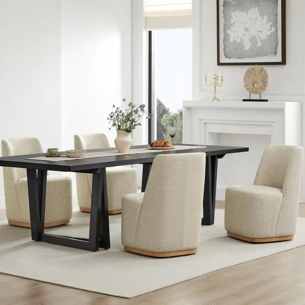 Boucle Rolling Dining Chairs
