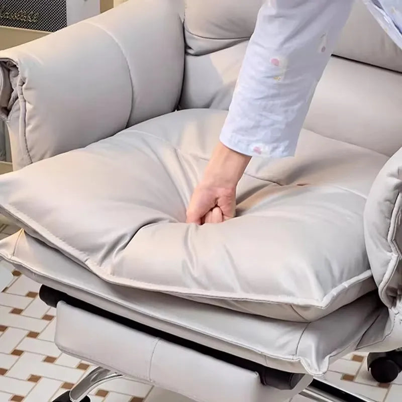 Ergonomic White Office Chair with Footrest