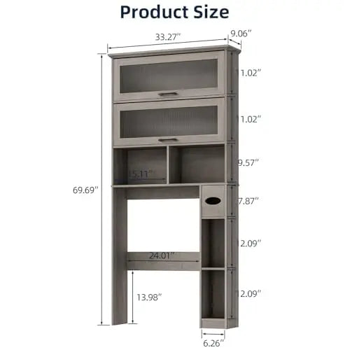 Over the Toilet Storage Cabinet with Glass Door