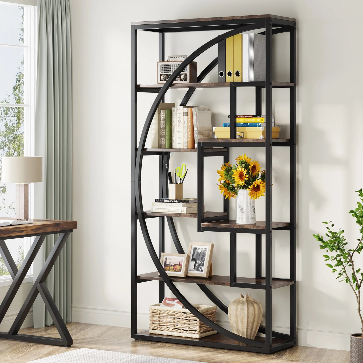 Half‑Moon Etagere Bookcase