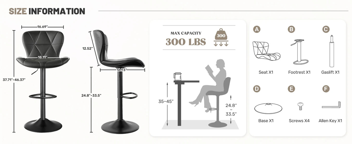 Adjustable Swivel Bar Stools