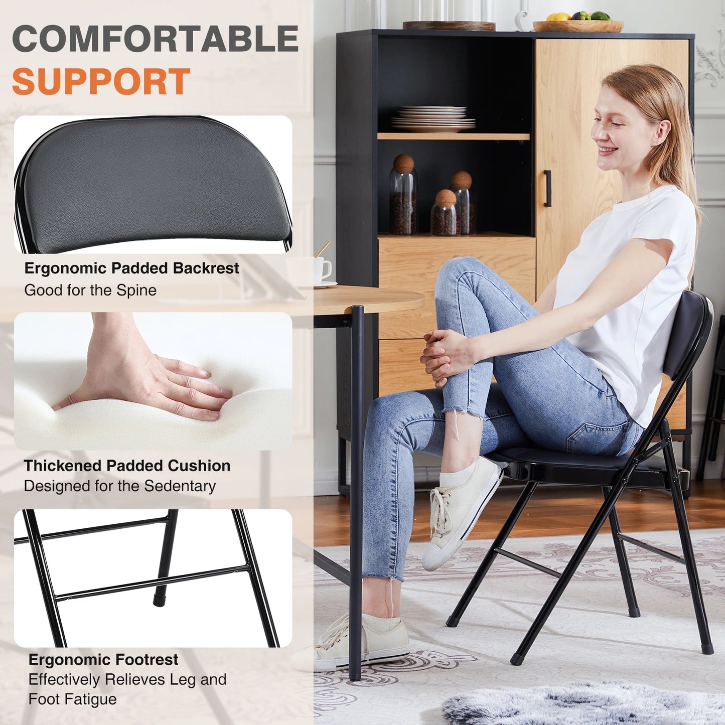 Leather Padded Folding Chairs (2 Pack)