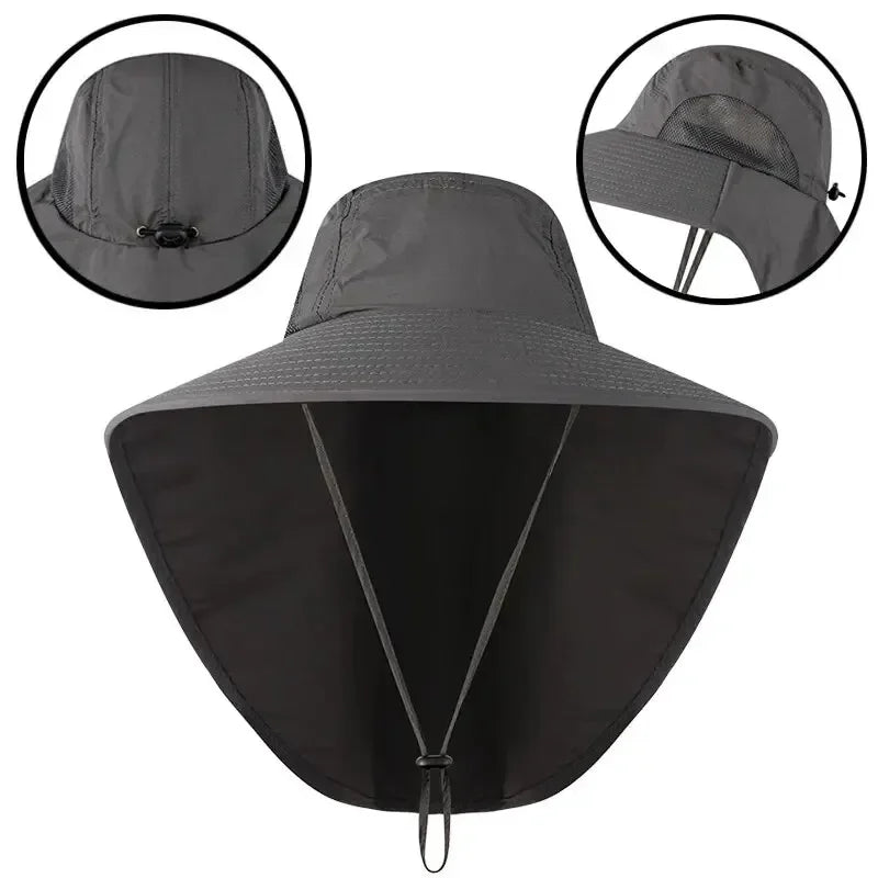 Wide Brim Sun Hat with Neck Flap
