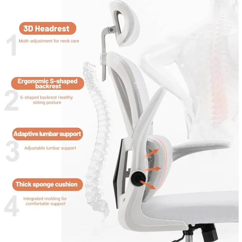 Ergonomic Mesh Office Chair with Flip-Up Armrests