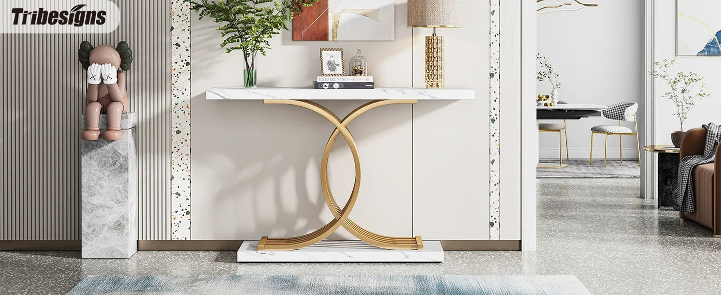 Gold Faux Marble Console