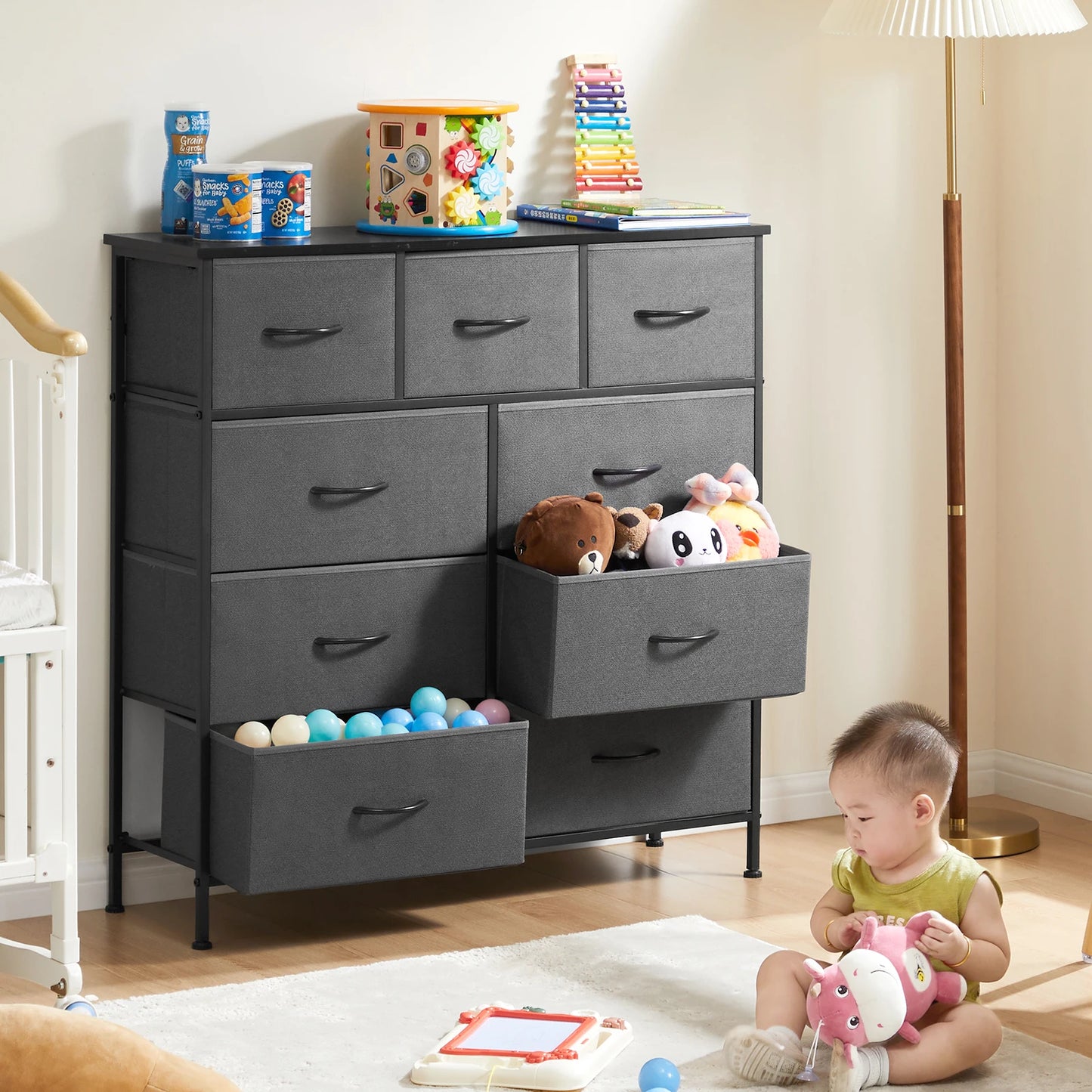 9 Drawer Fabric Dresser