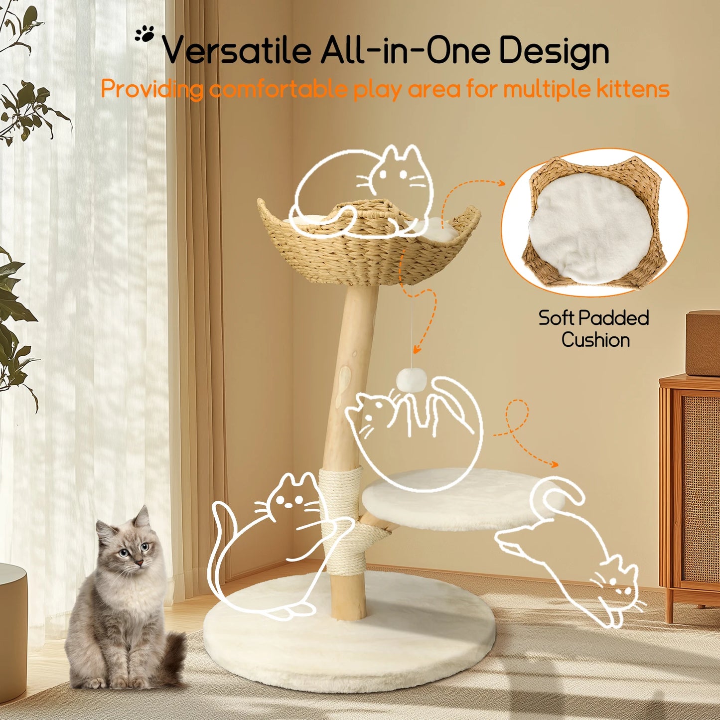 Modern Wooden Cat Activity Tree