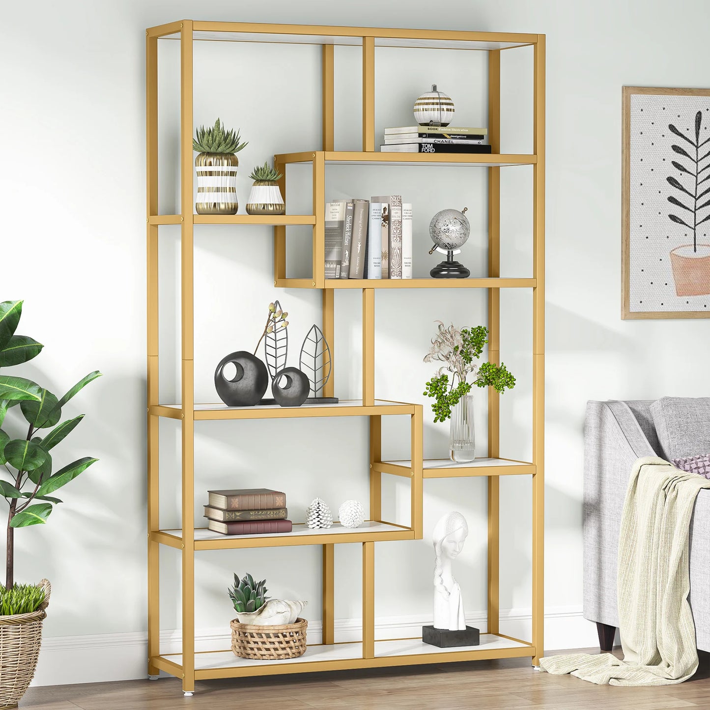 Gold Etagere Bookcase