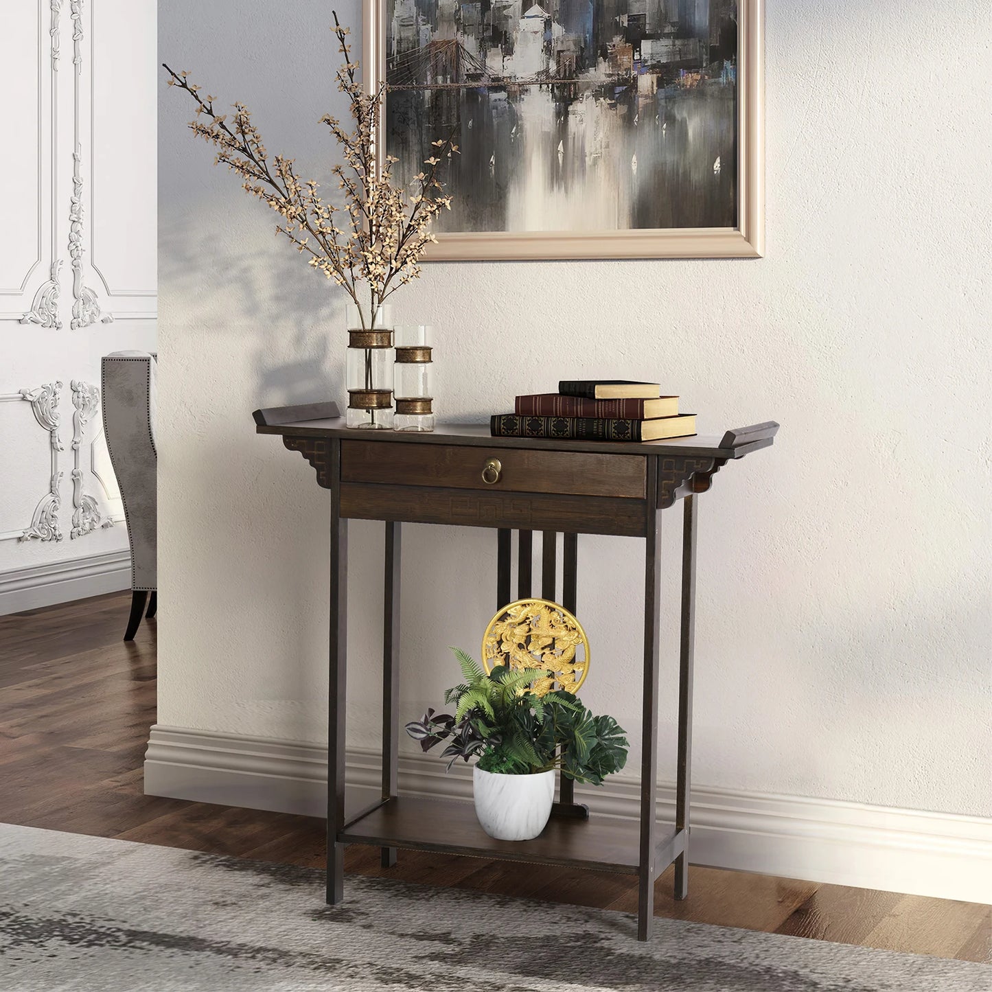 Rustic Bamboo Console Table