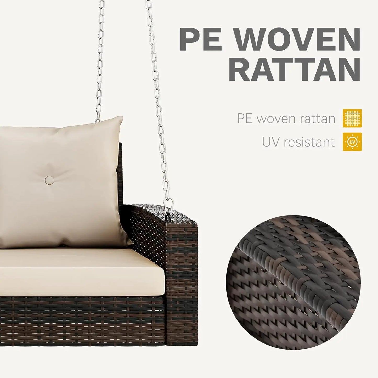 3‑Seater Wicker Porch Swing