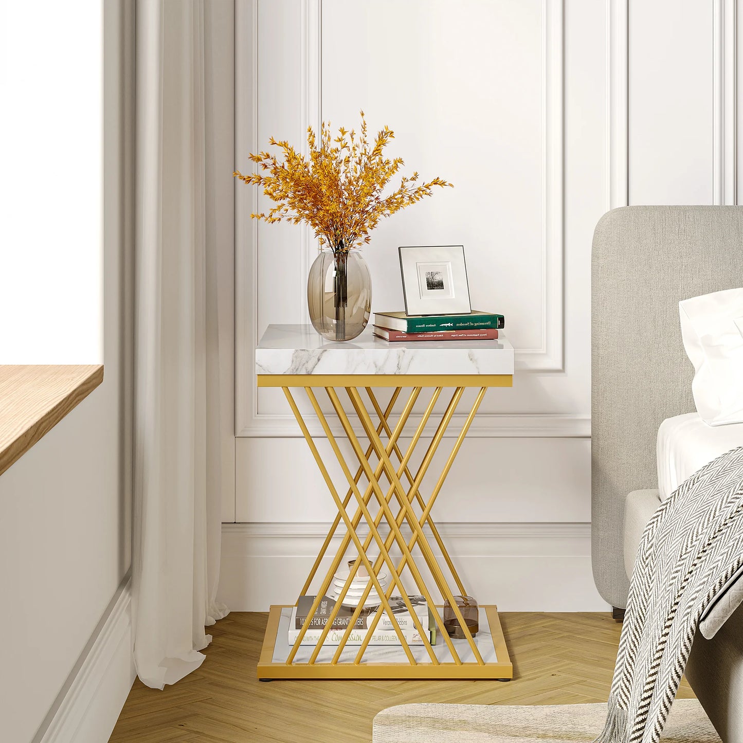 White Gold Side Table