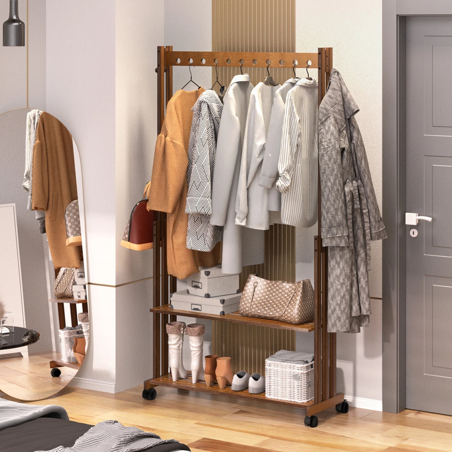 Vintage Bamboo Clothes Rack