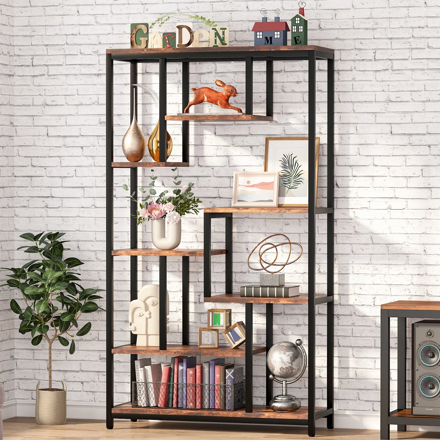 Staggered 8‑Tier Bookcase