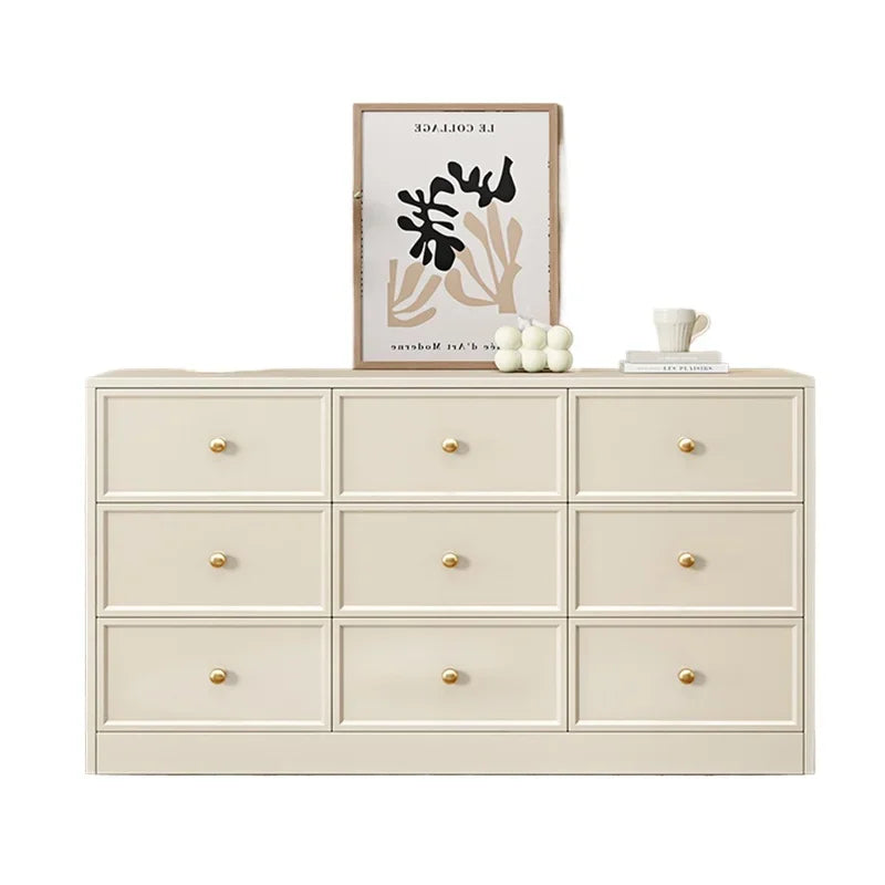 Luxury Cream Dresser Cabinet – Modern Premium Hidden Storage with Vintage Handles