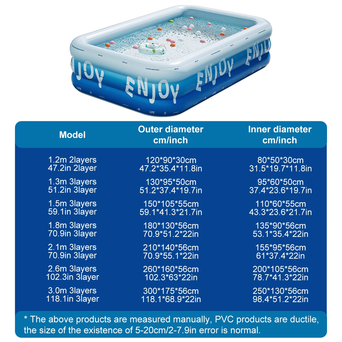 Large Heavy-Duty Inflatable Swimming Pool