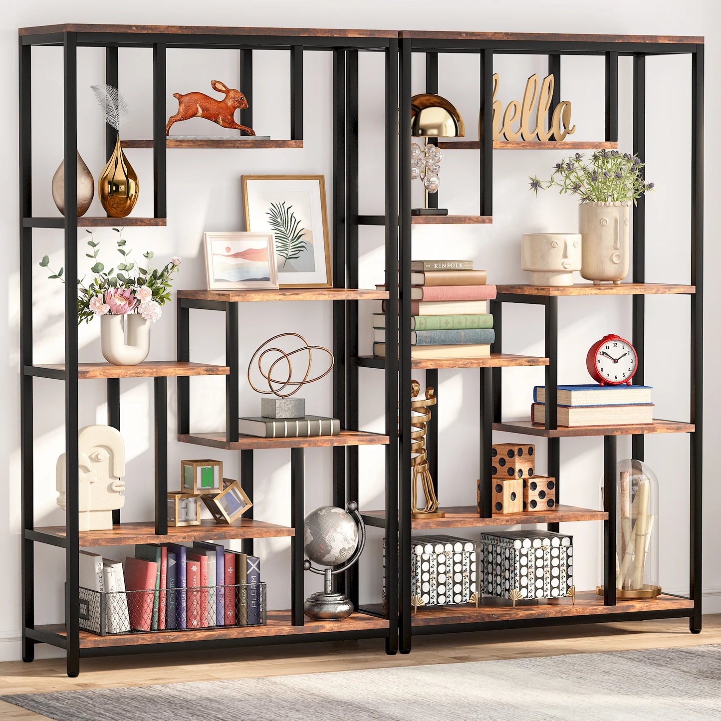 Staggered 8‑Tier Bookcase