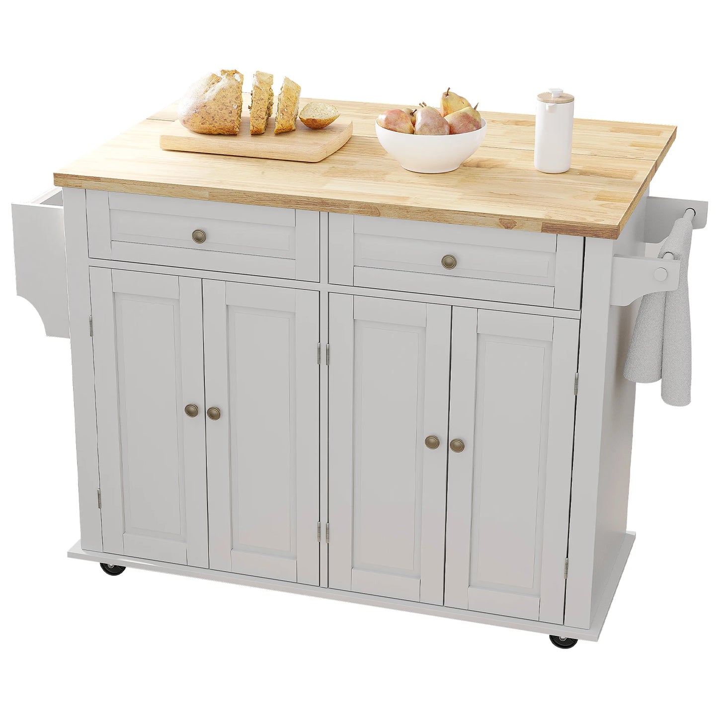 Rolling Kitchen Island with Drop Leaf