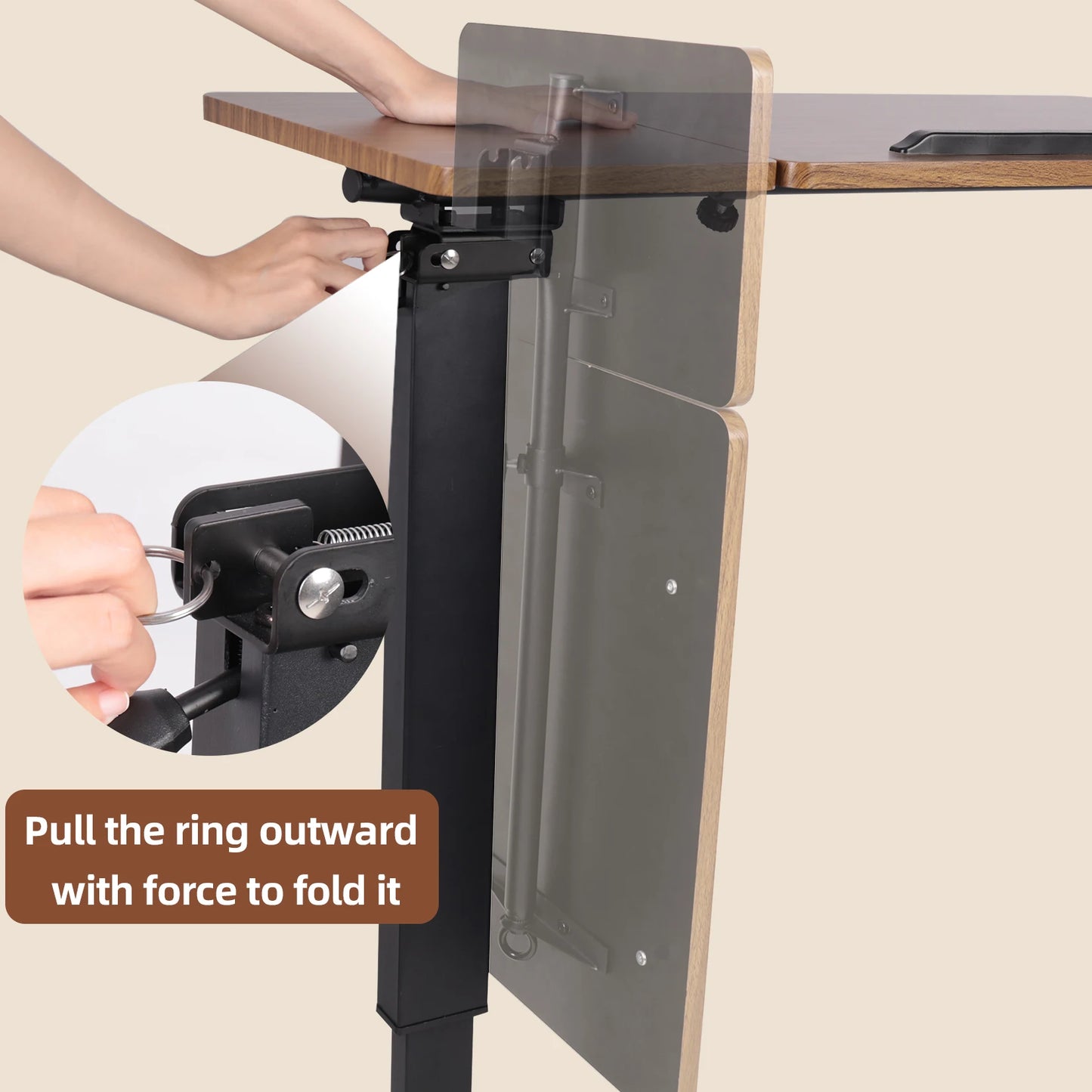 Adjustable Overbed Laptop Table with Hidden Wheels