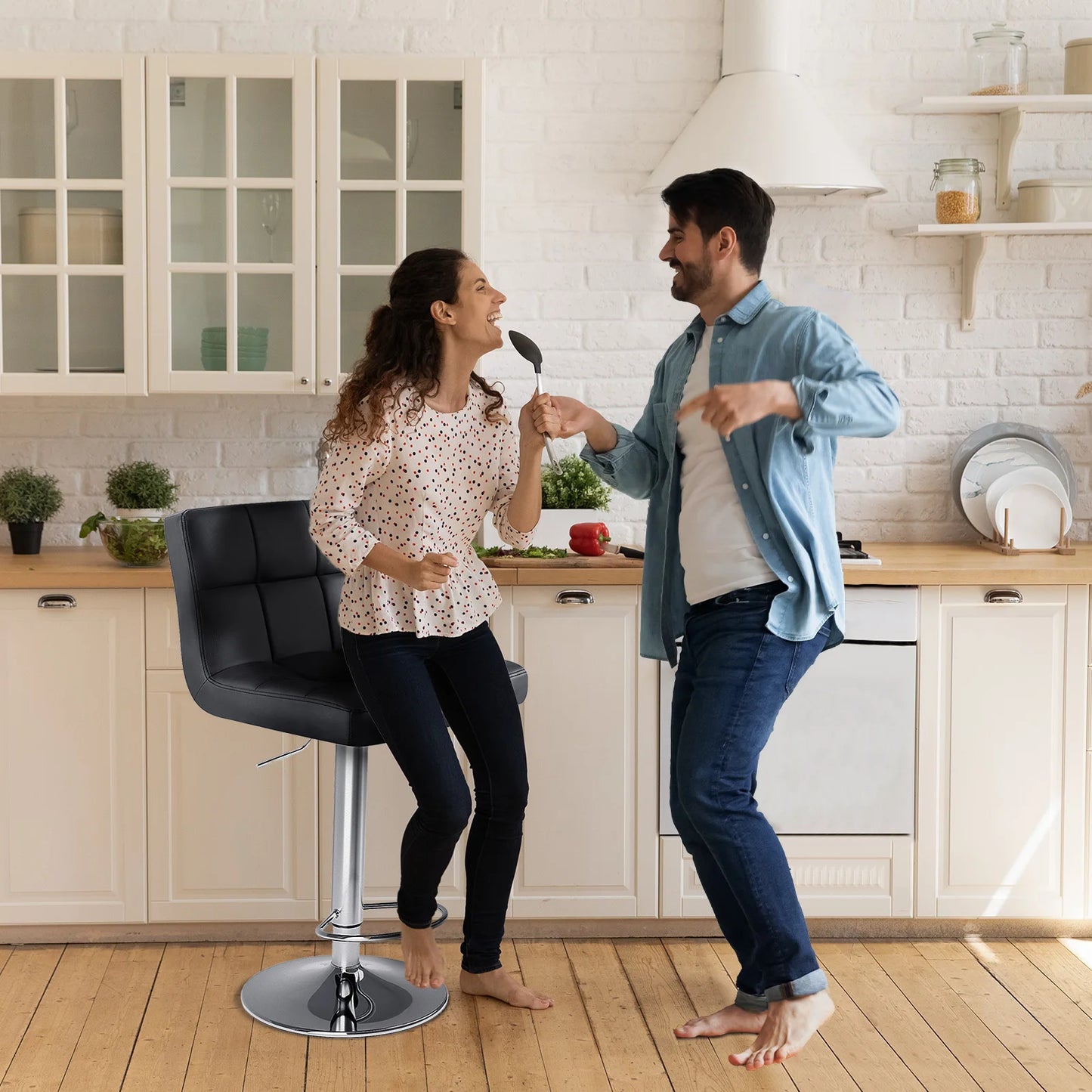 Leather Bar Stools Set of 2