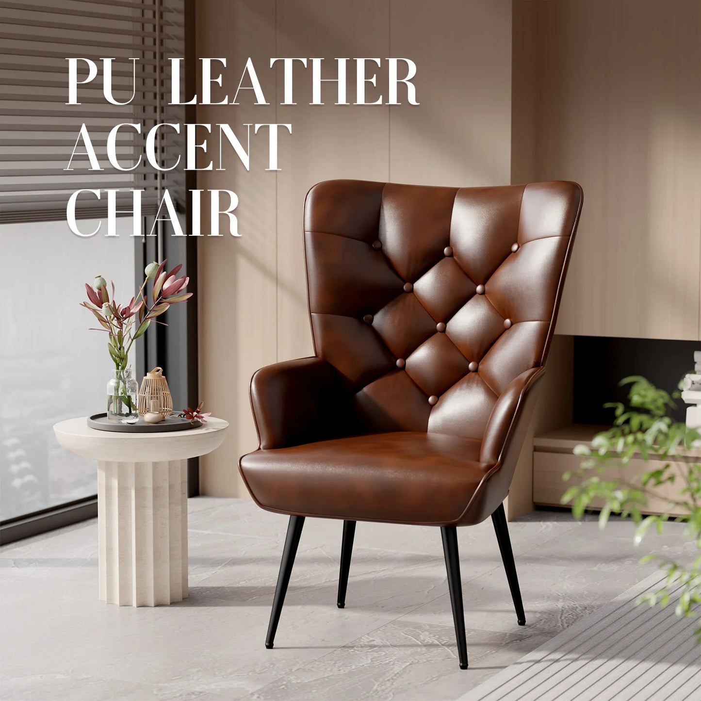 Velvet High Back Armchair