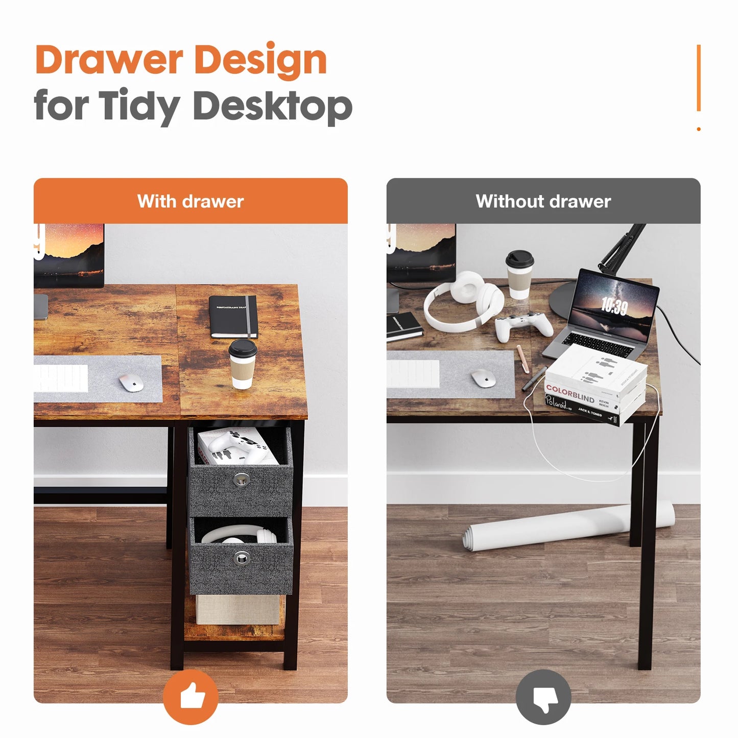55-Inch Computer Desk with Drawers
