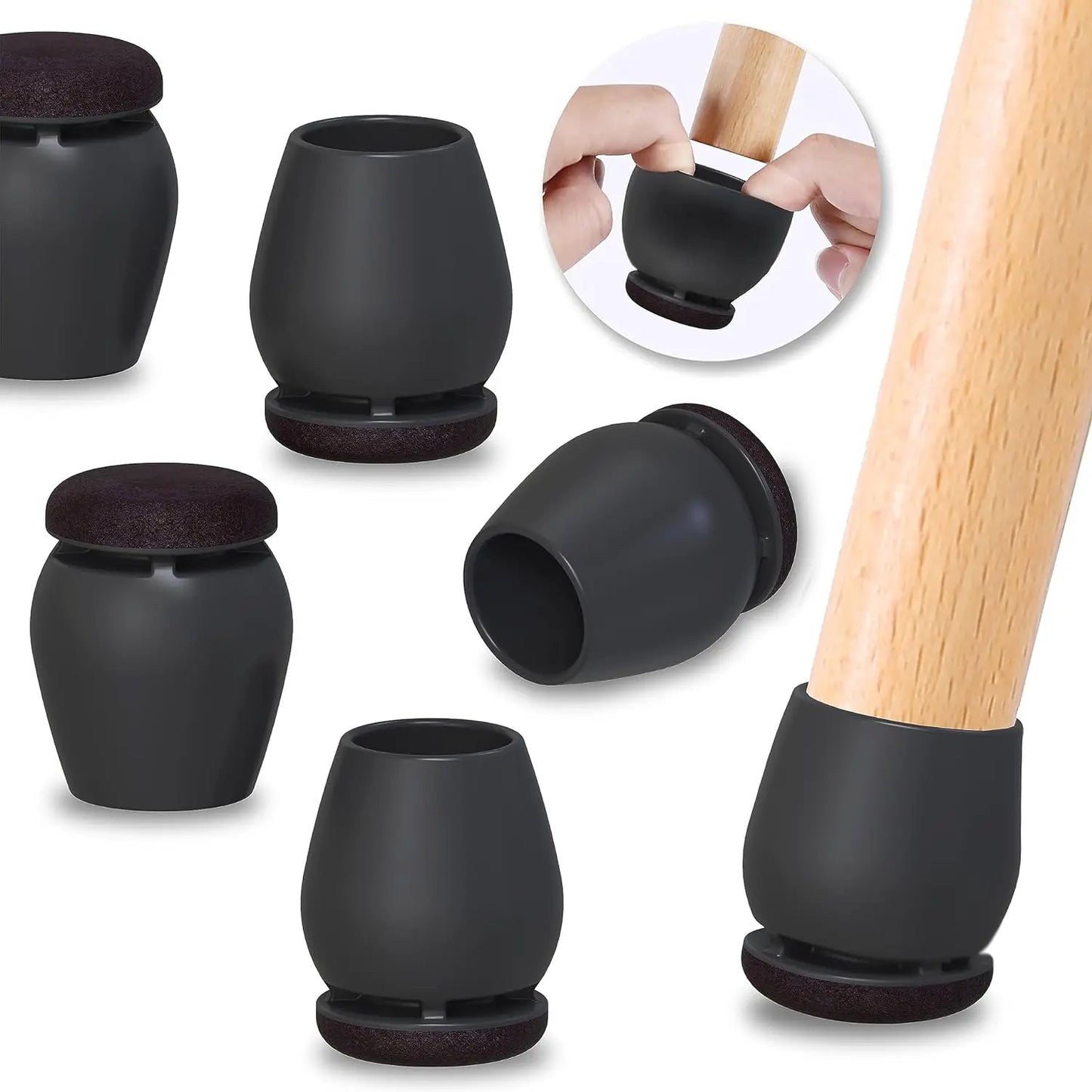 Chair Leg Floor Protector Foot Cover with Felt Pads (8PCS)