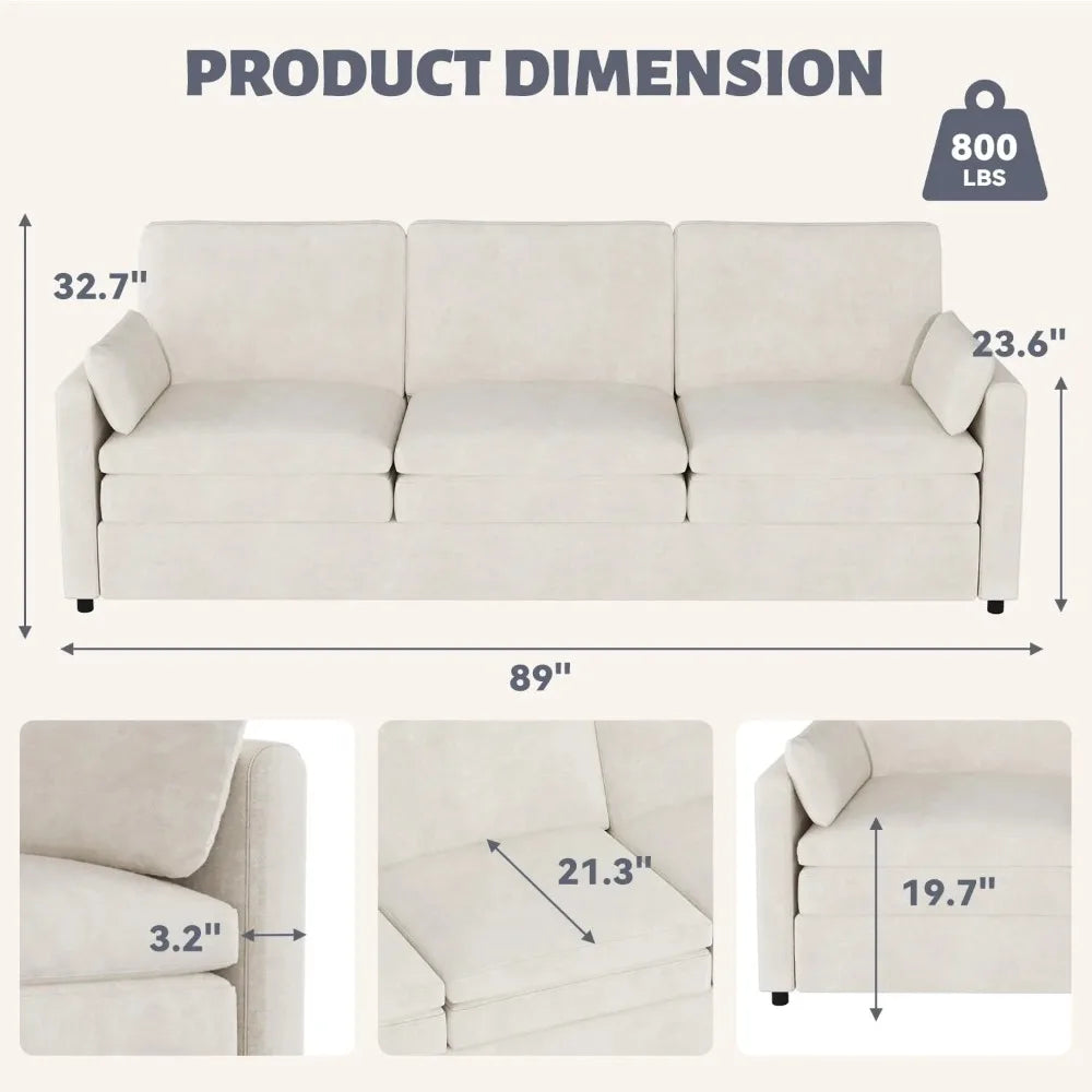 Chenille 3-Seater Sofa