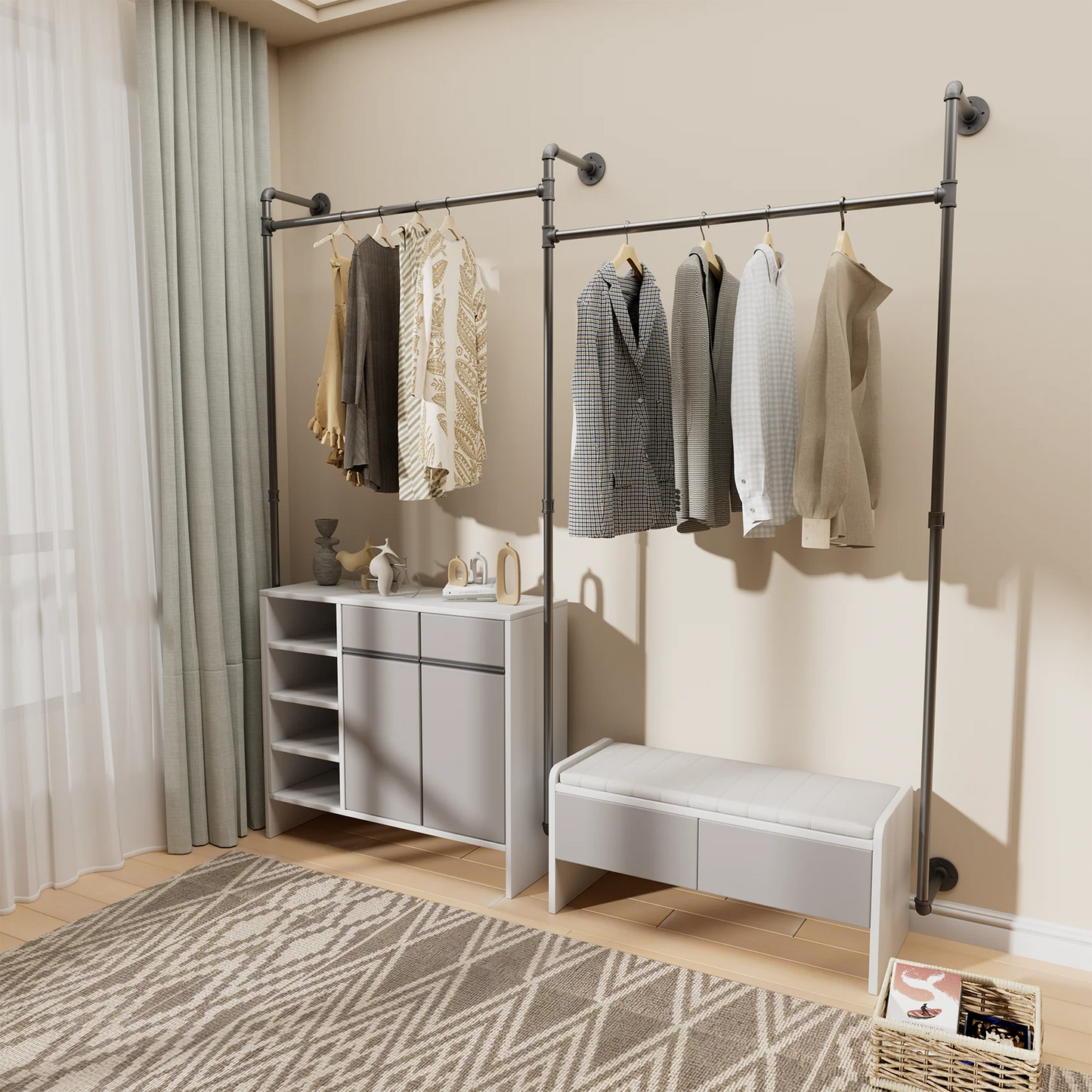 Industrial Wall Clothes Rod
