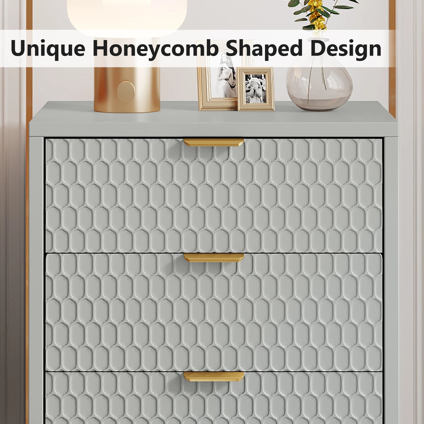 Hexagon 3-Drawer Nightstand