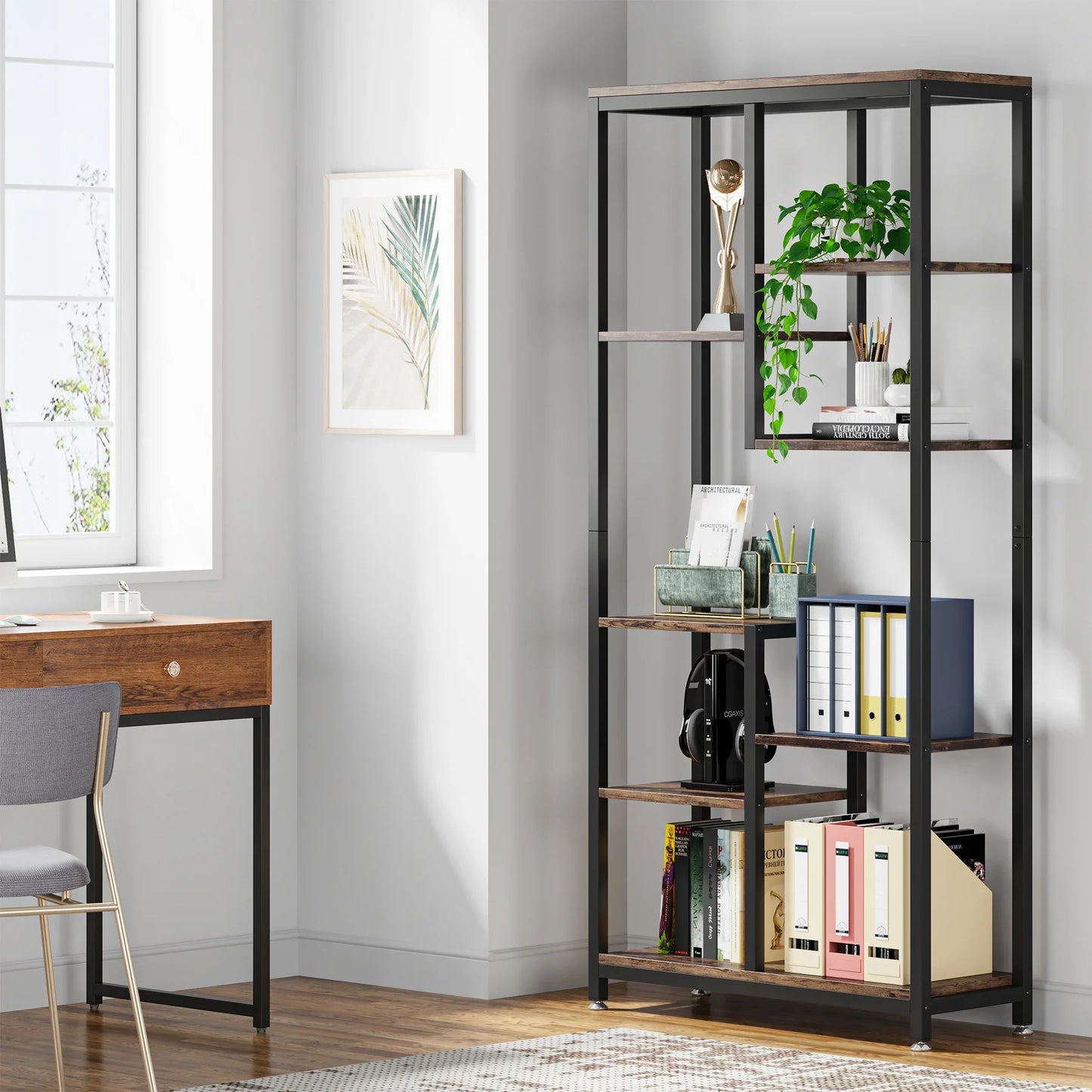 Industrial 6‑Tier Bookcase