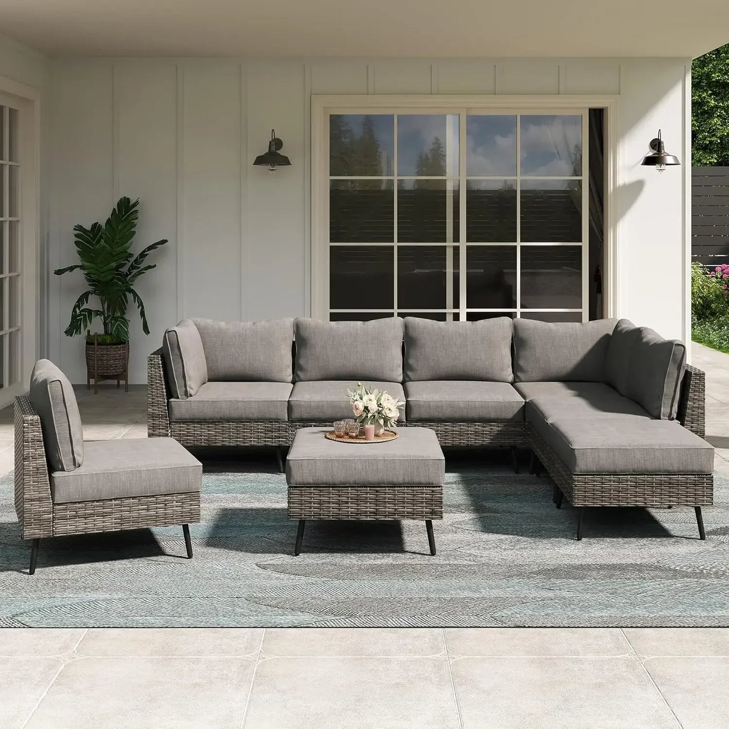 Outdoor Rattan Sectional Set