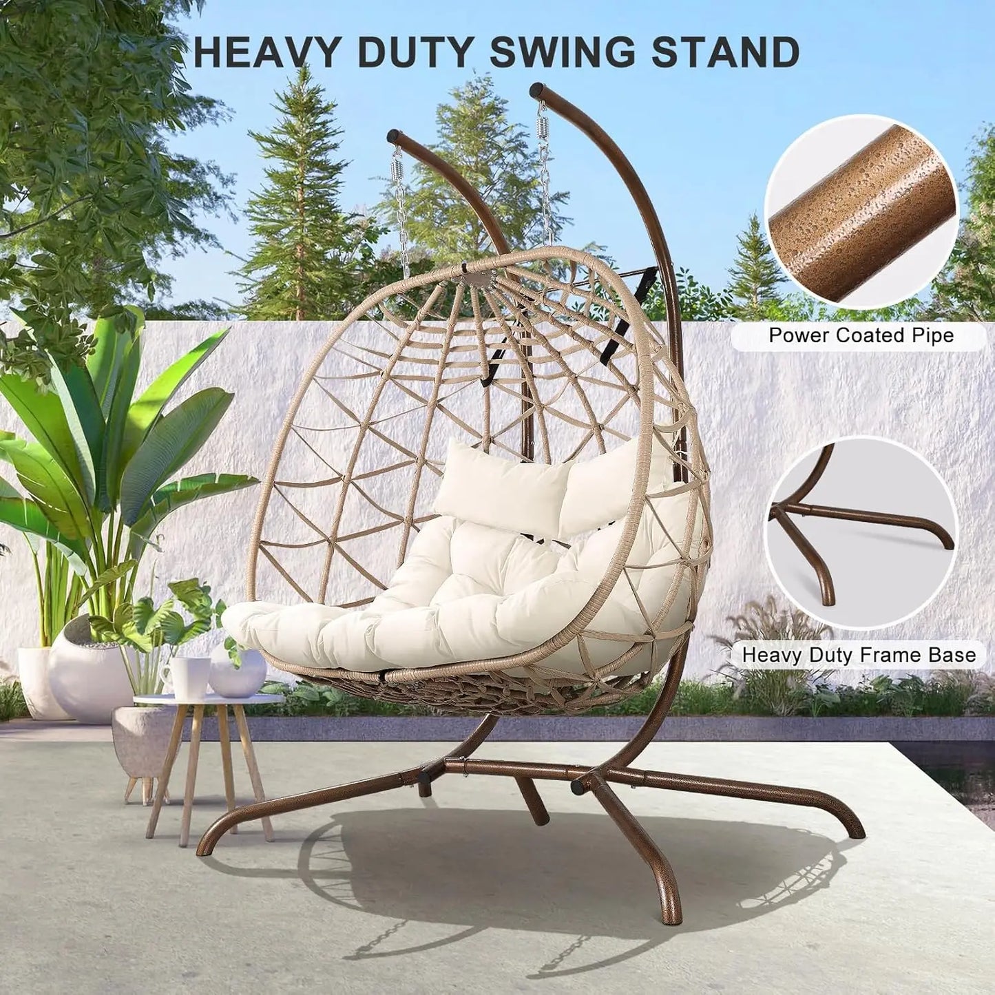 Wicker Double Egg Swing