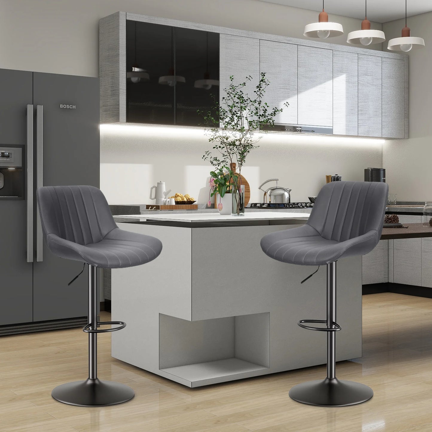 Rotating Counter Fabric Stool