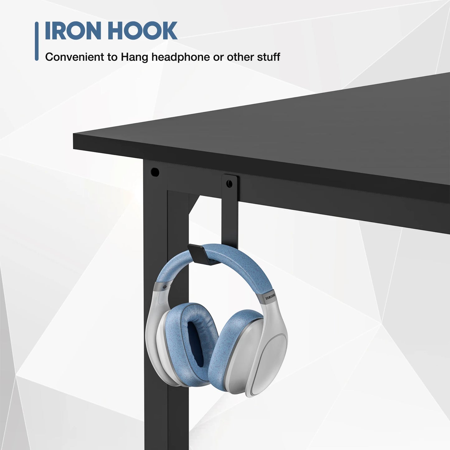 Modern Computer Desk with Side Bag and Headphone Hook
