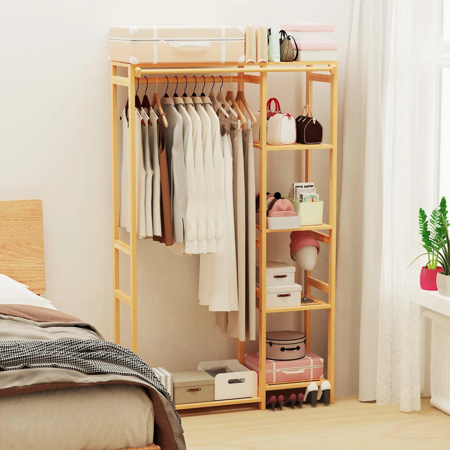 6-Tier Bamboo Closet Organizer Rack