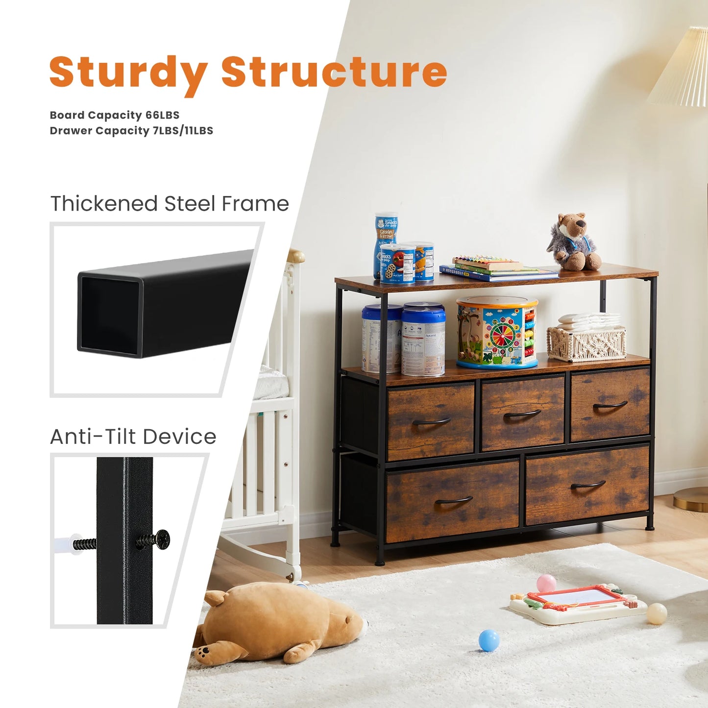 5-Drawer Shoe Cabinet TV Stand