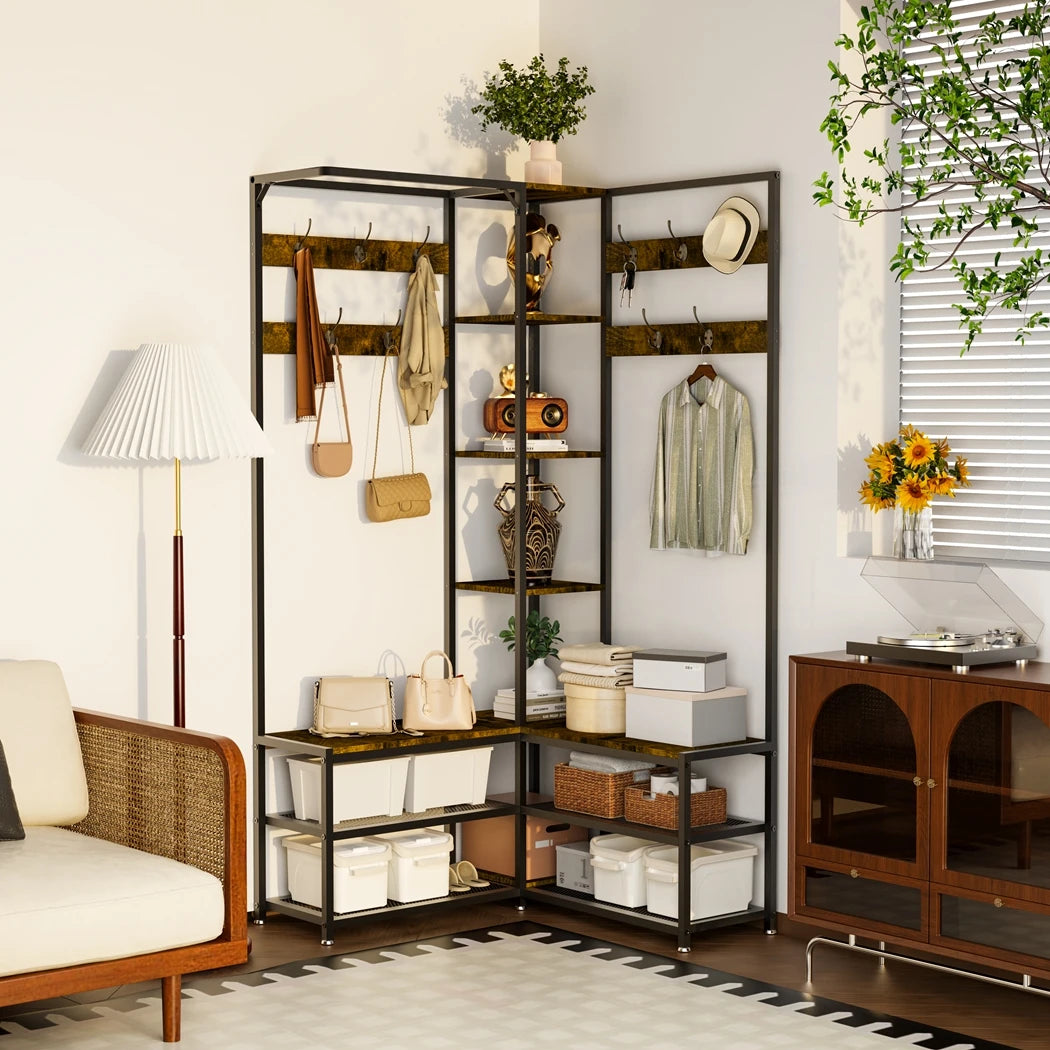 Corner Coat Rack Bench