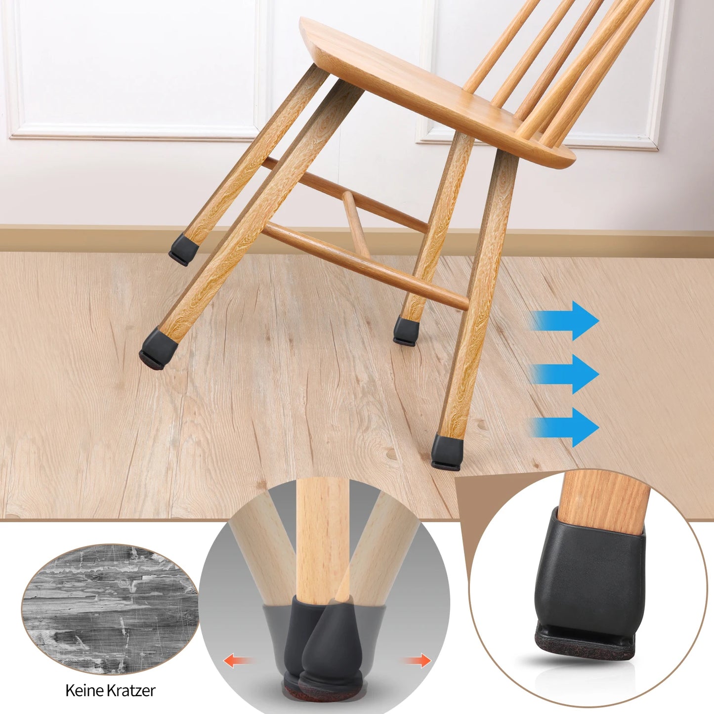 Chair Leg Floor Protector Foot Cover with Felt Pads (8PCS)