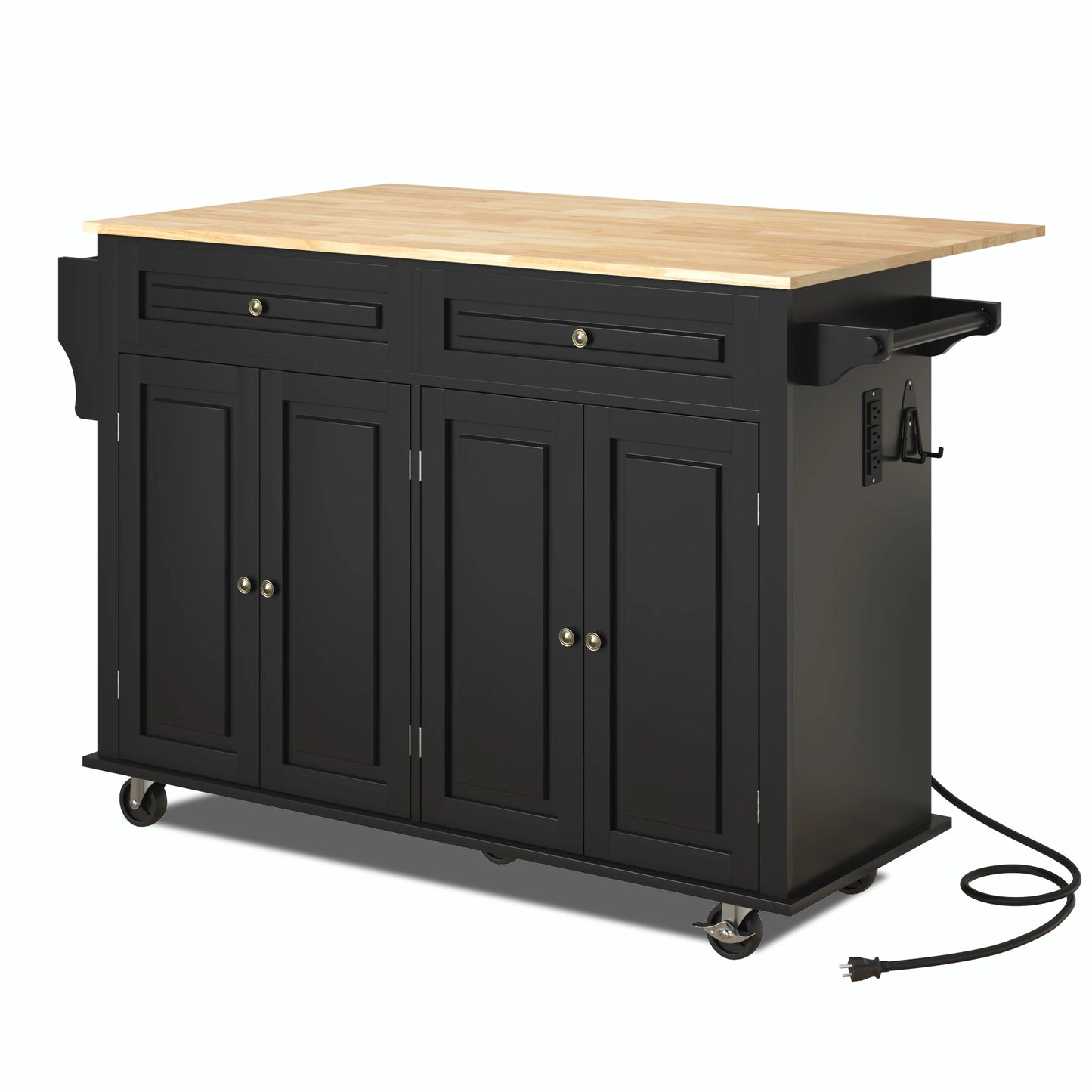 Movable kitchen table with spice rack
