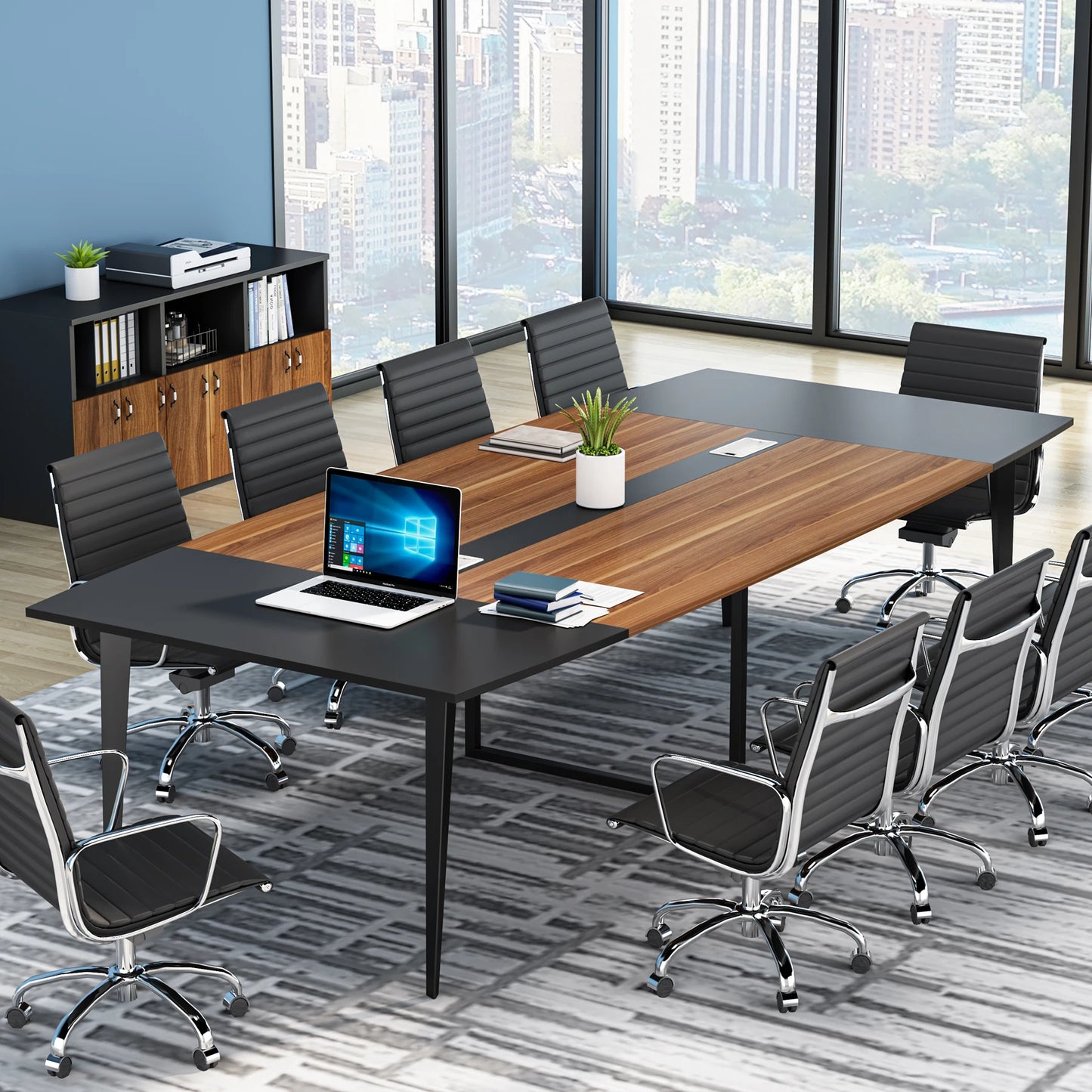 Boat-Shaped Conference Table
