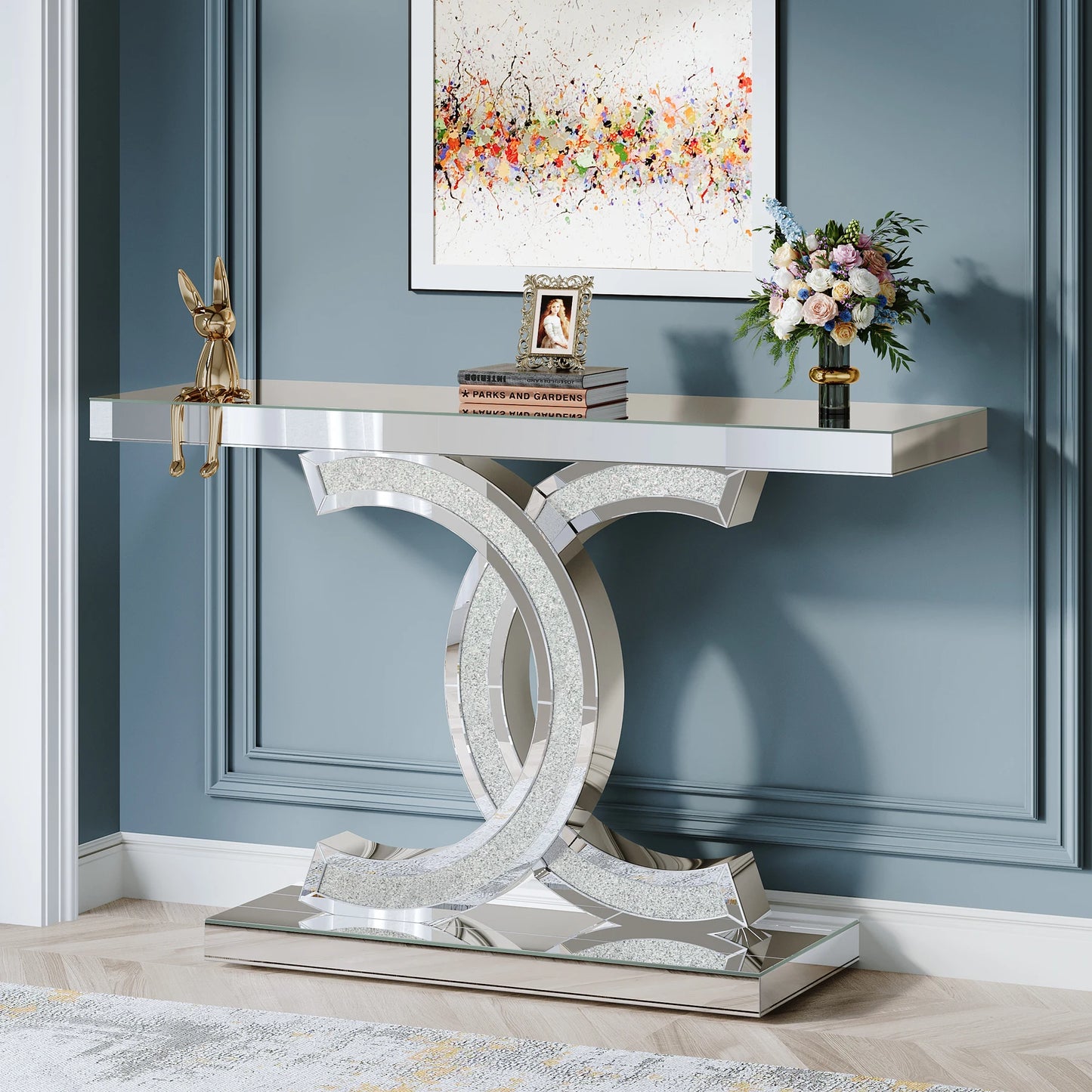 Gold Faux Marble Console