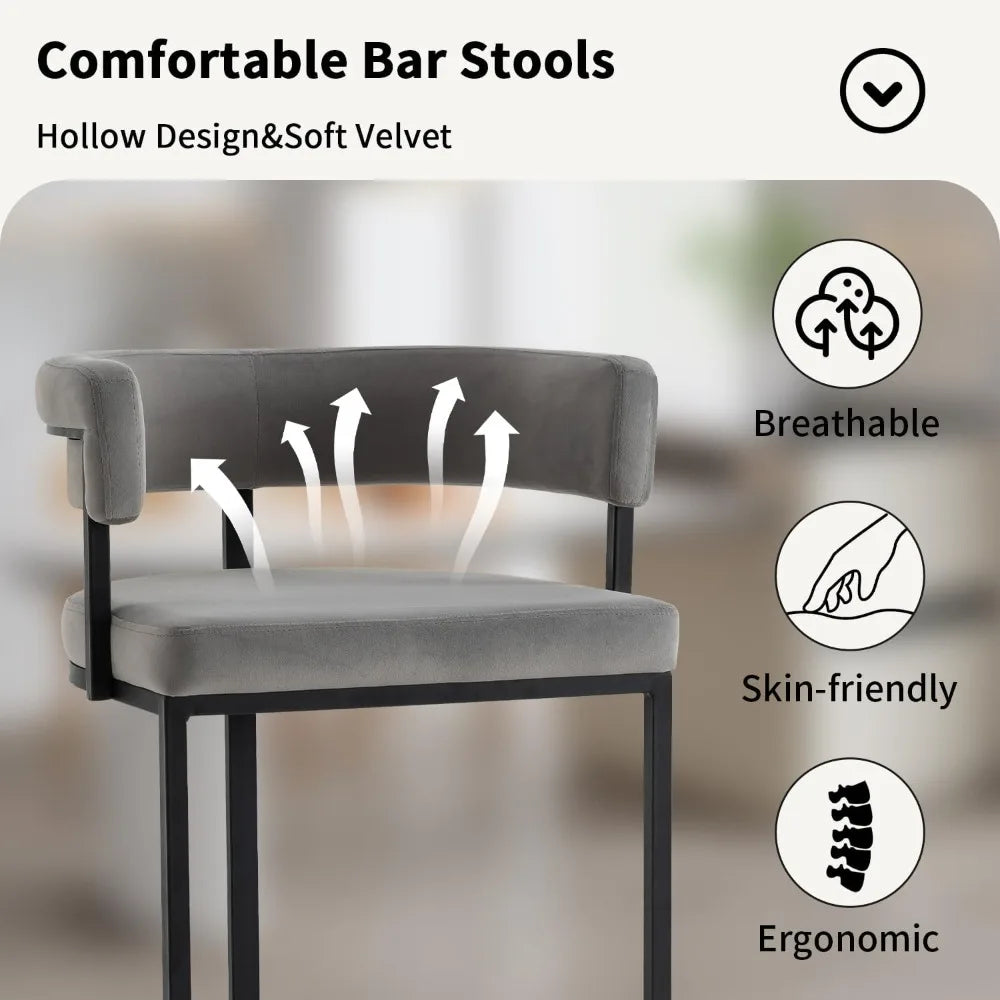 Velvet Barrel Bar Stools